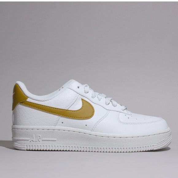 Nike Shoes - NIKE Size 9.5 Air Force 1 '07 NN Next Nature DV3808-101 Bronzine White Leather